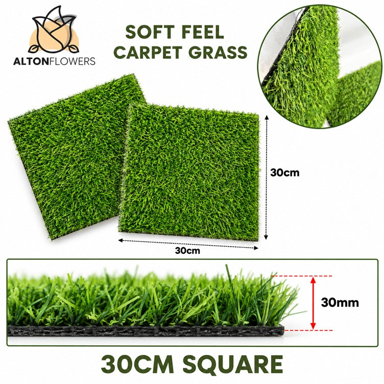 30mm Artificial Carpet Grass Tile (30cm x 30cm) | DIY Balcony Turf