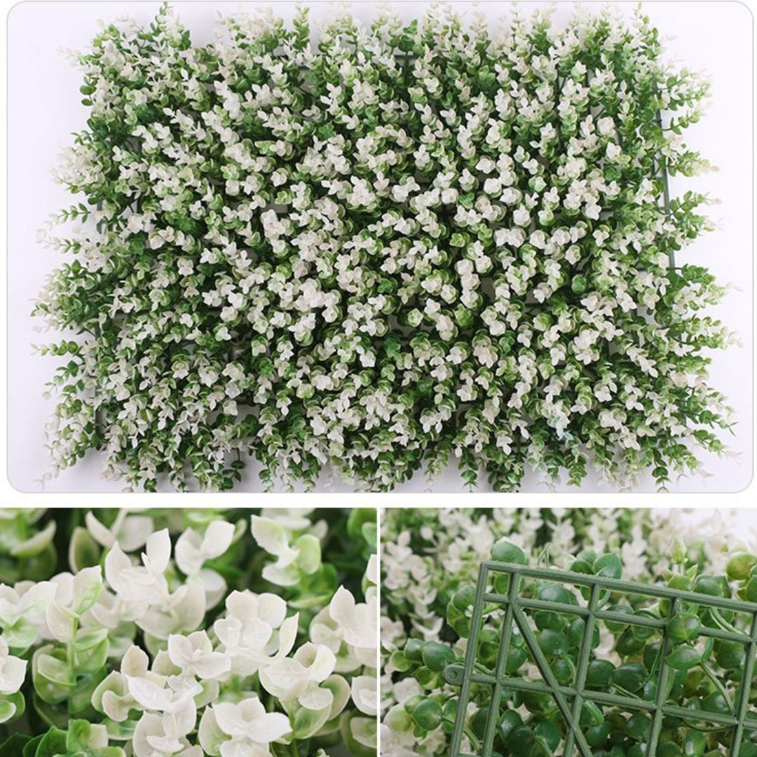 Artificial Greenery Panel White Eucalyptus Wall Carpet Grass Plant Wall Backdrop Hanging Scenery Aplant913