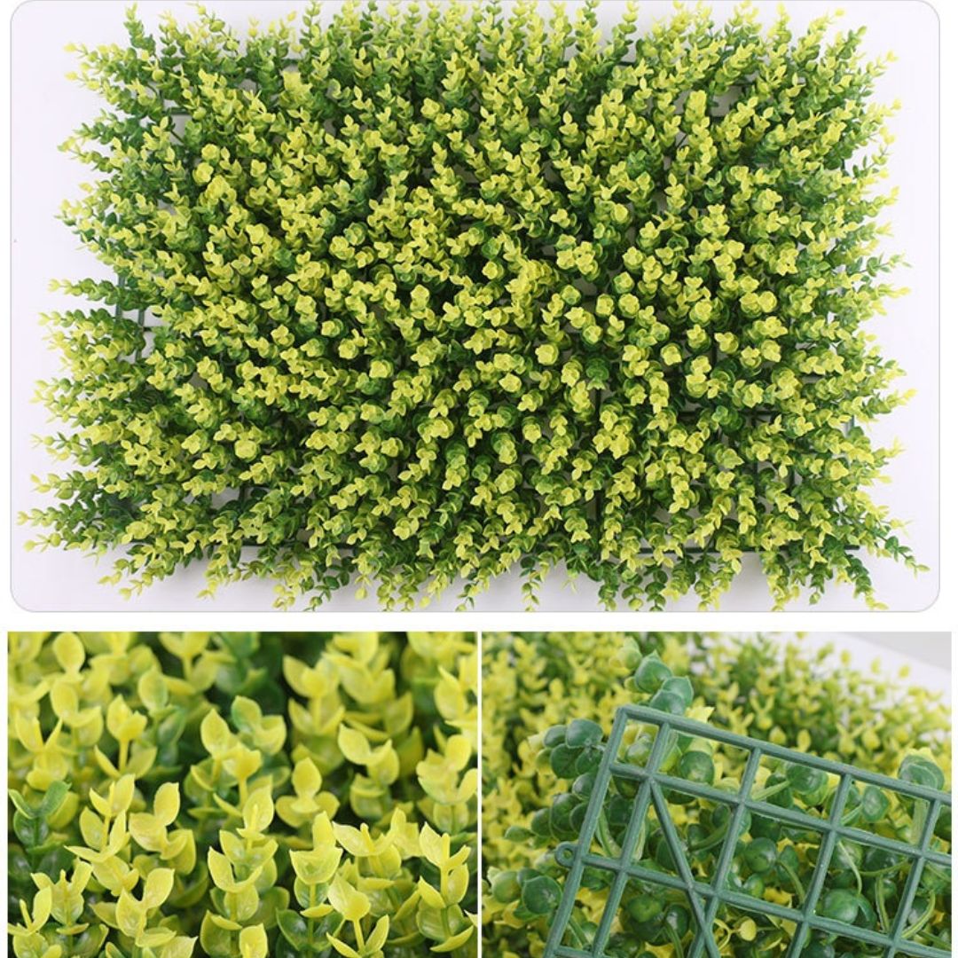 Artificial Greenery Panel Yellow Eucalyptus Wall Carpet Grass Plant Wall Backdrop Hanging Scenery Aplant914