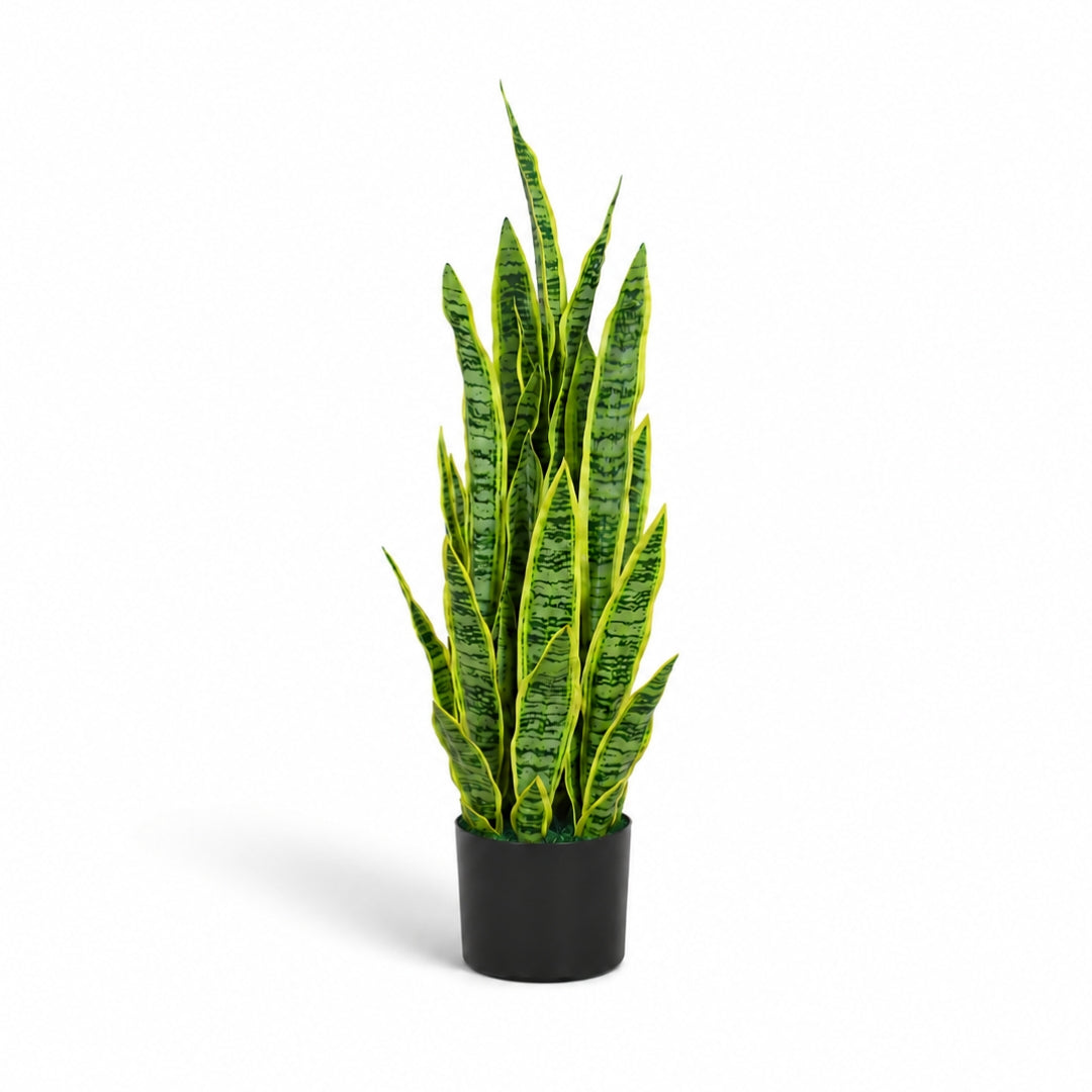 90cm artificial Sansevieria snake plants in black pots with yellow green and green leaves for indoor decor