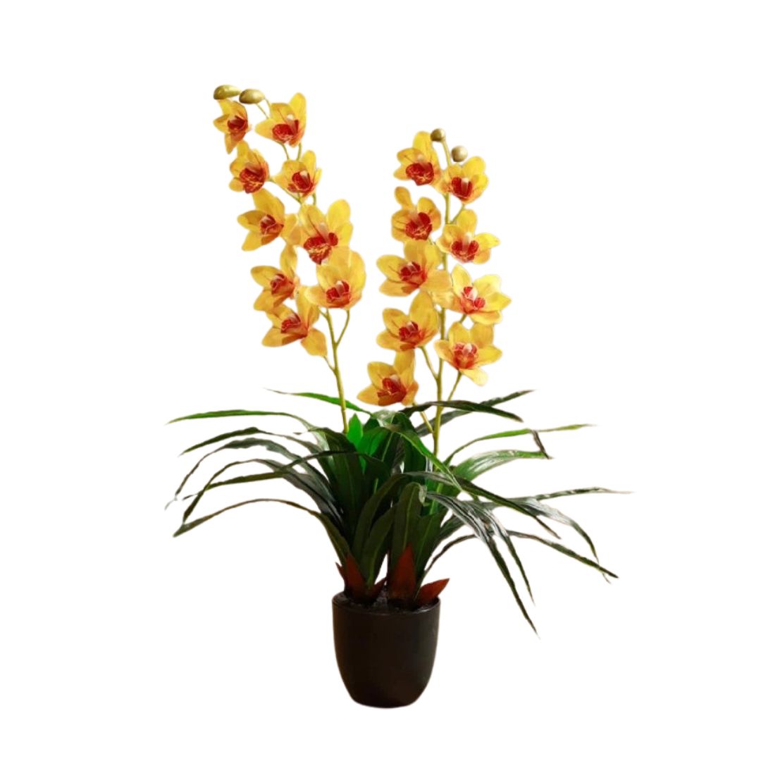85cm Artificial Cymbidium Orchid Plant Flowers with Pot, home decor, gardens, events, office, balcony Aplant963
