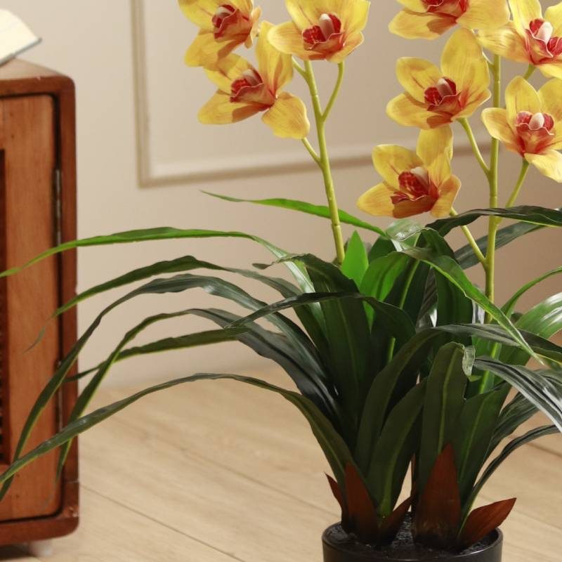 85cm Artificial Cymbidium Orchid Plant Flowers with Pot, home decor, gardens, events, office, balcony Aplant963