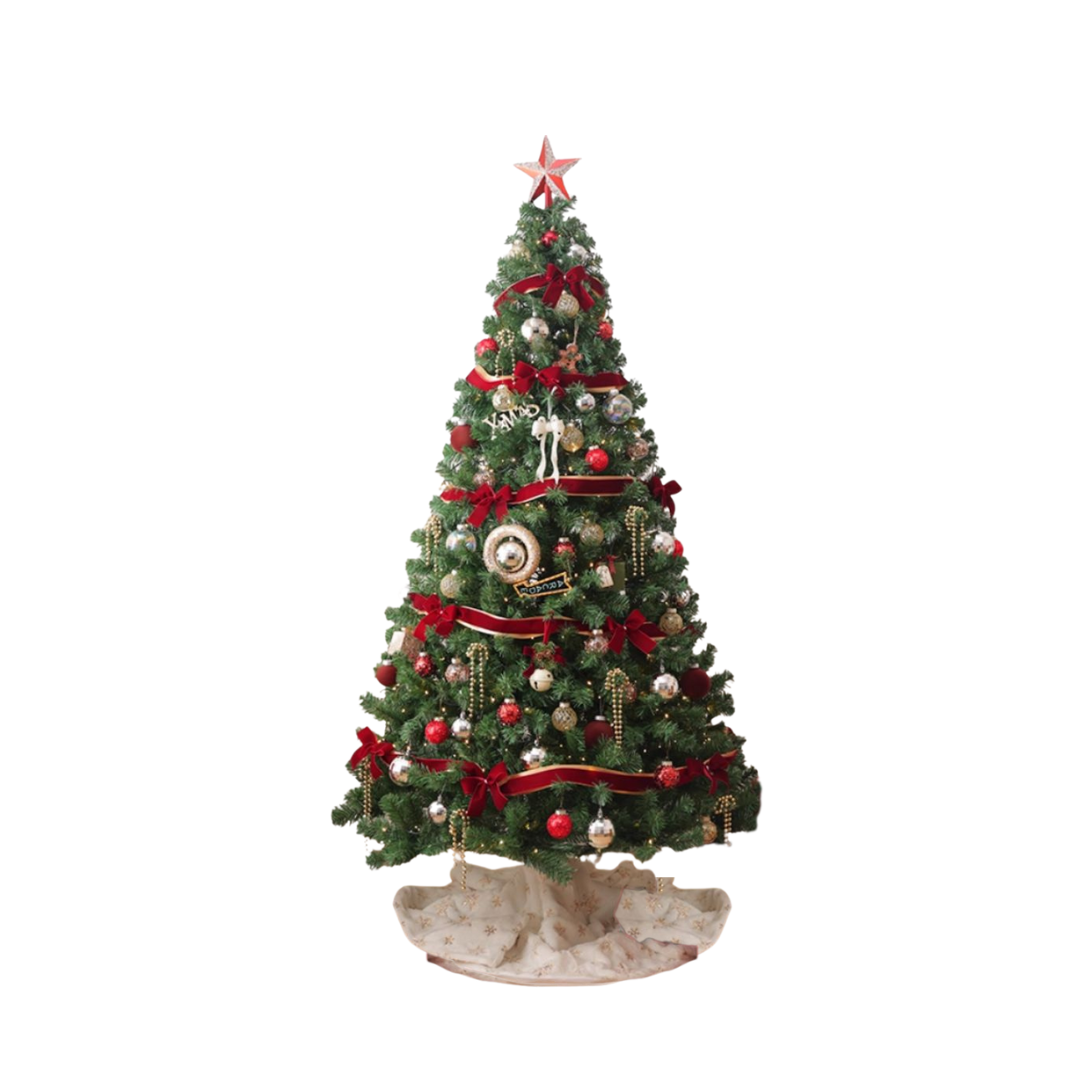 150-210cm Red Velvet Christmas Tree Artificial with Full Set Decoration Luxury Festival Home Asea165