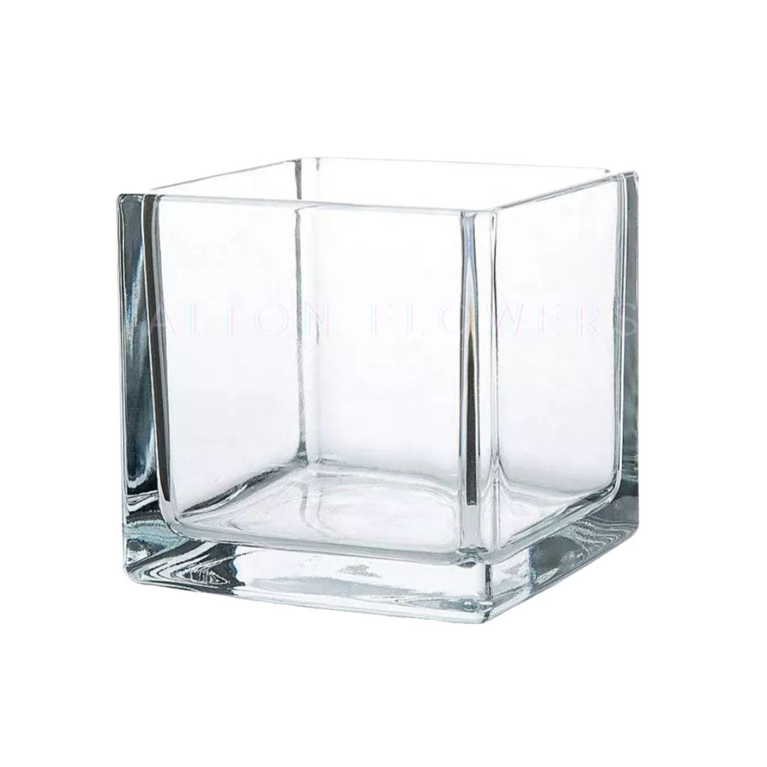 10cm Cube Glass Vase, arrangement, flowers, events Avase001