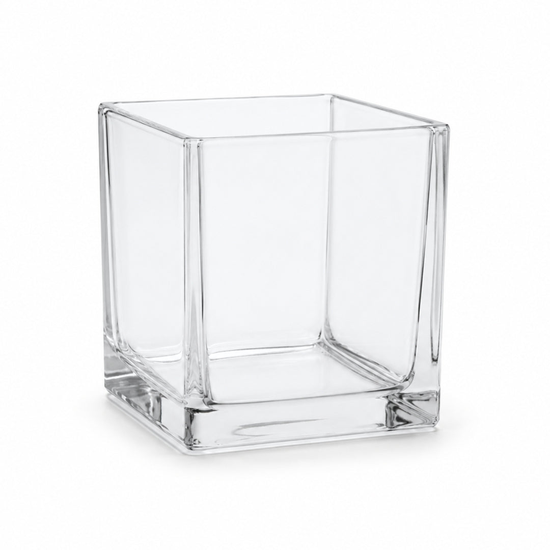 15cm clear cube glass vase with 5mm thickness for flower arrangements, succulents and event centrepieces