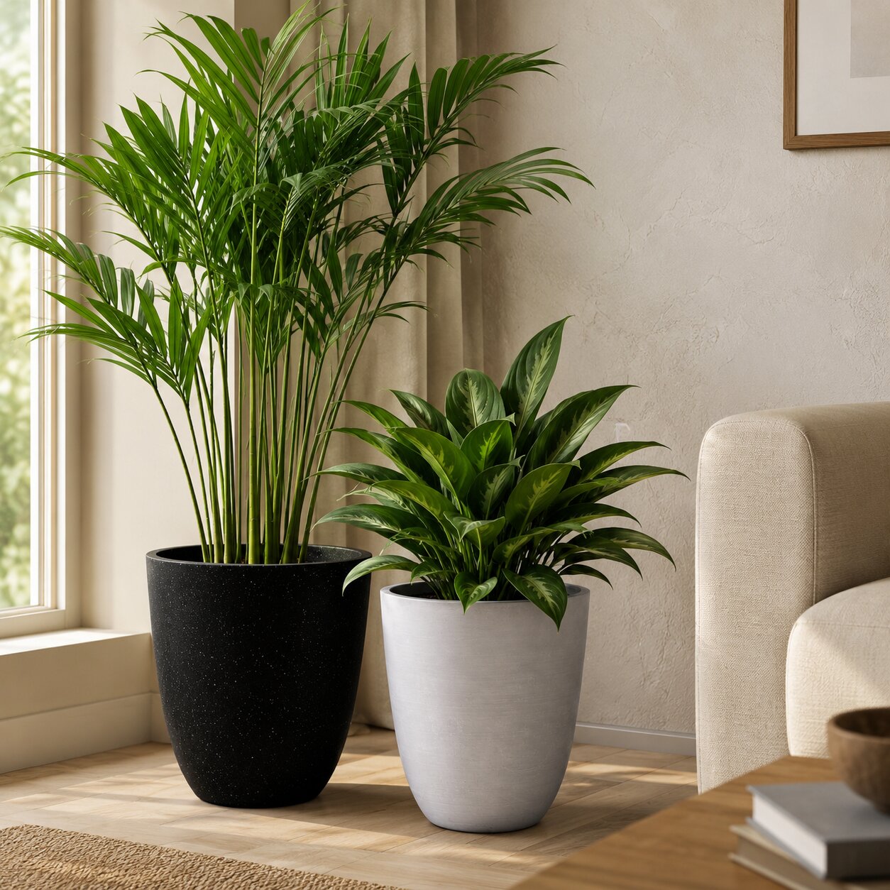 36cm White or Black Textured Planter-Plastic