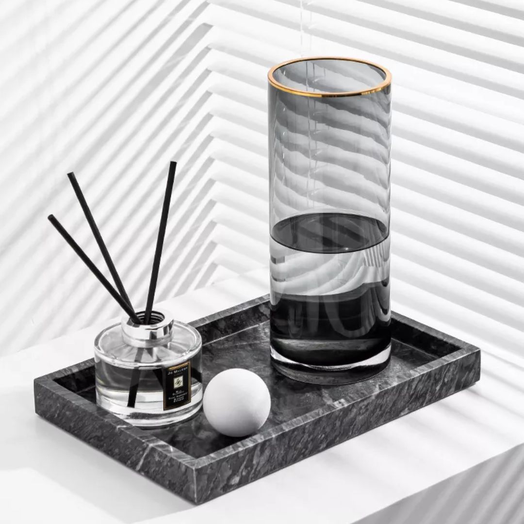 30cm Glass Vase With Golden Rim, flowers, home decor, events Avase279