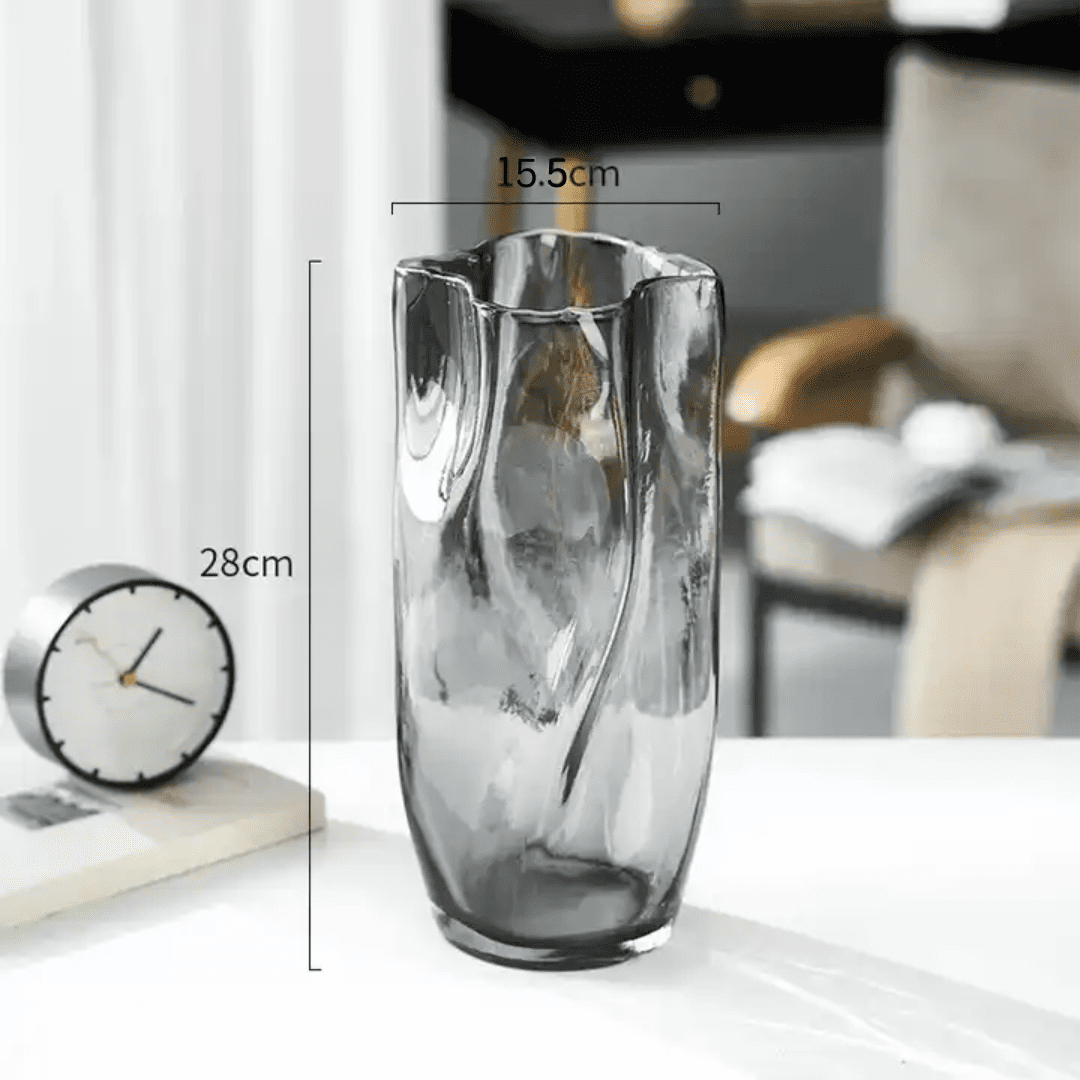 28cm [Local Stock] Elegant Premium Nordic Home Decor Glass Flower VaseTransparent Flower Avase313