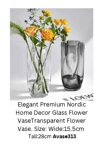 28cm [Local Stock] Elegant Premium Nordic Home Decor Glass Flower VaseTransparent Flower Avase313