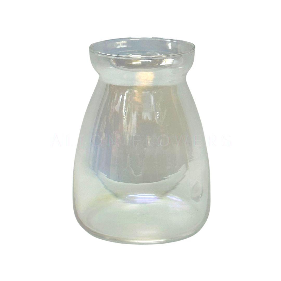 15cm Iridescent Glass Flower Vase Stem Plant Jar Table Floral Display Decor Avase319-a (non shiny)