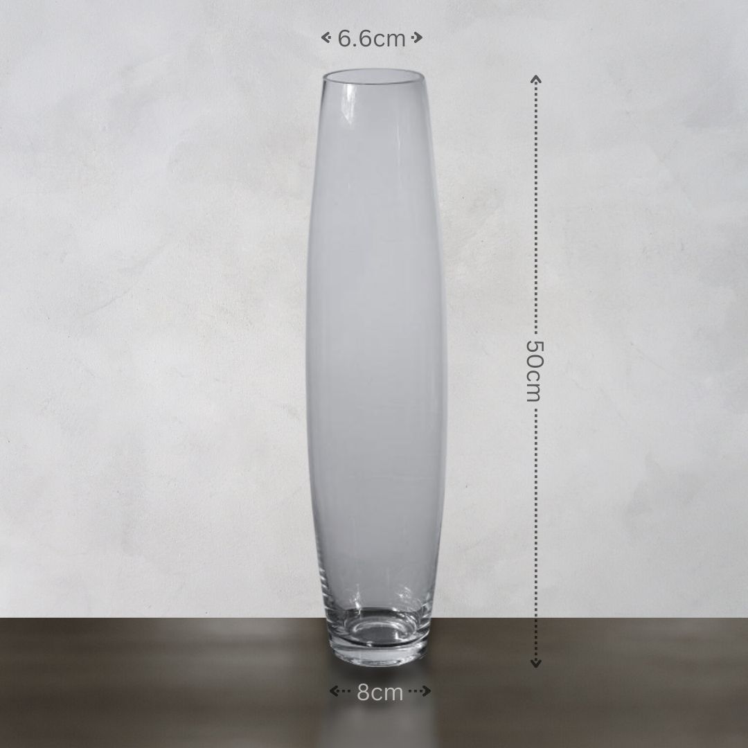 50cm Torpedo Shaped Clear Glass Vase Avase342