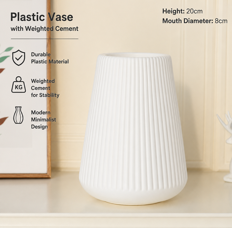 20cm Vases Plastic for plants, flowers, home decor, events