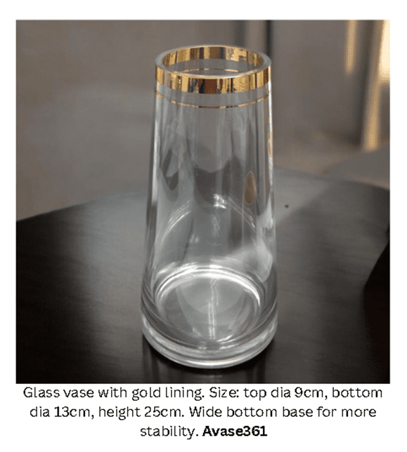 Glass Vase, flower, plants, home decor, events, garden, pots Avase361