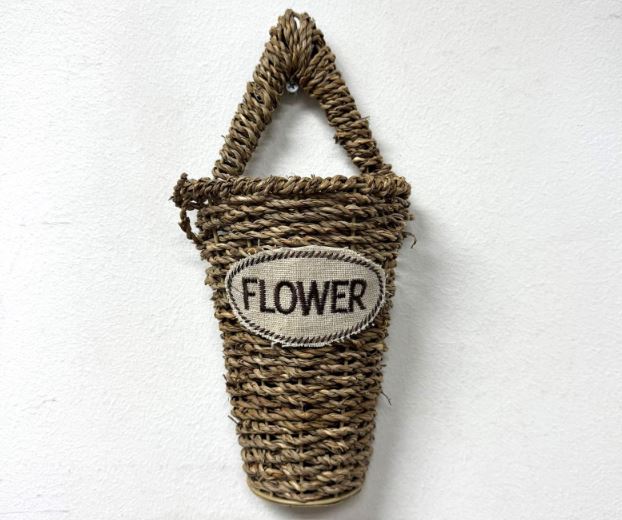 Handwoven Hanging Basket Vase – 28cm Rustic Wall-Mounted Planter Avase372