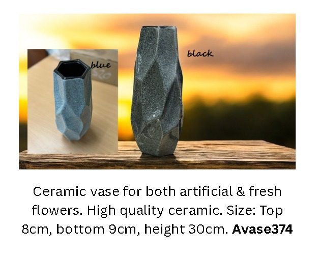 Ceramic vase for flowers, fresh & artificial, home decor, office, events Avase374-A-Blu