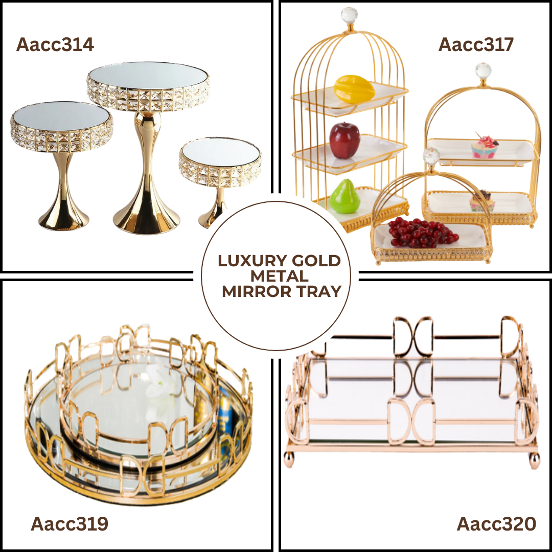 Luxury Gold Metal Mirror Tray | Elegant Display Tray for Home & Events