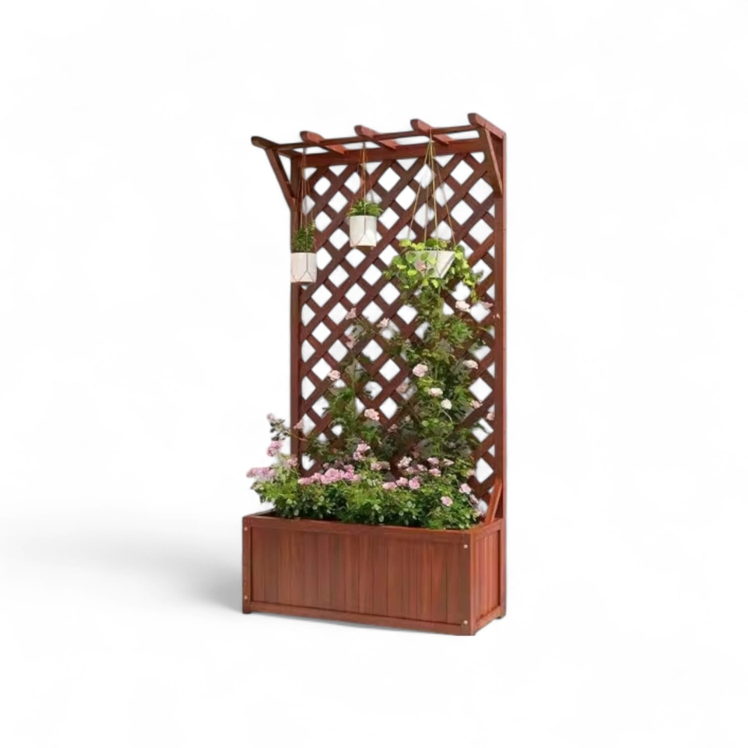 150cm Wooden Garden Trellis with Planter Box – Carbonized Thickened Version (Extra Large) Aacc379