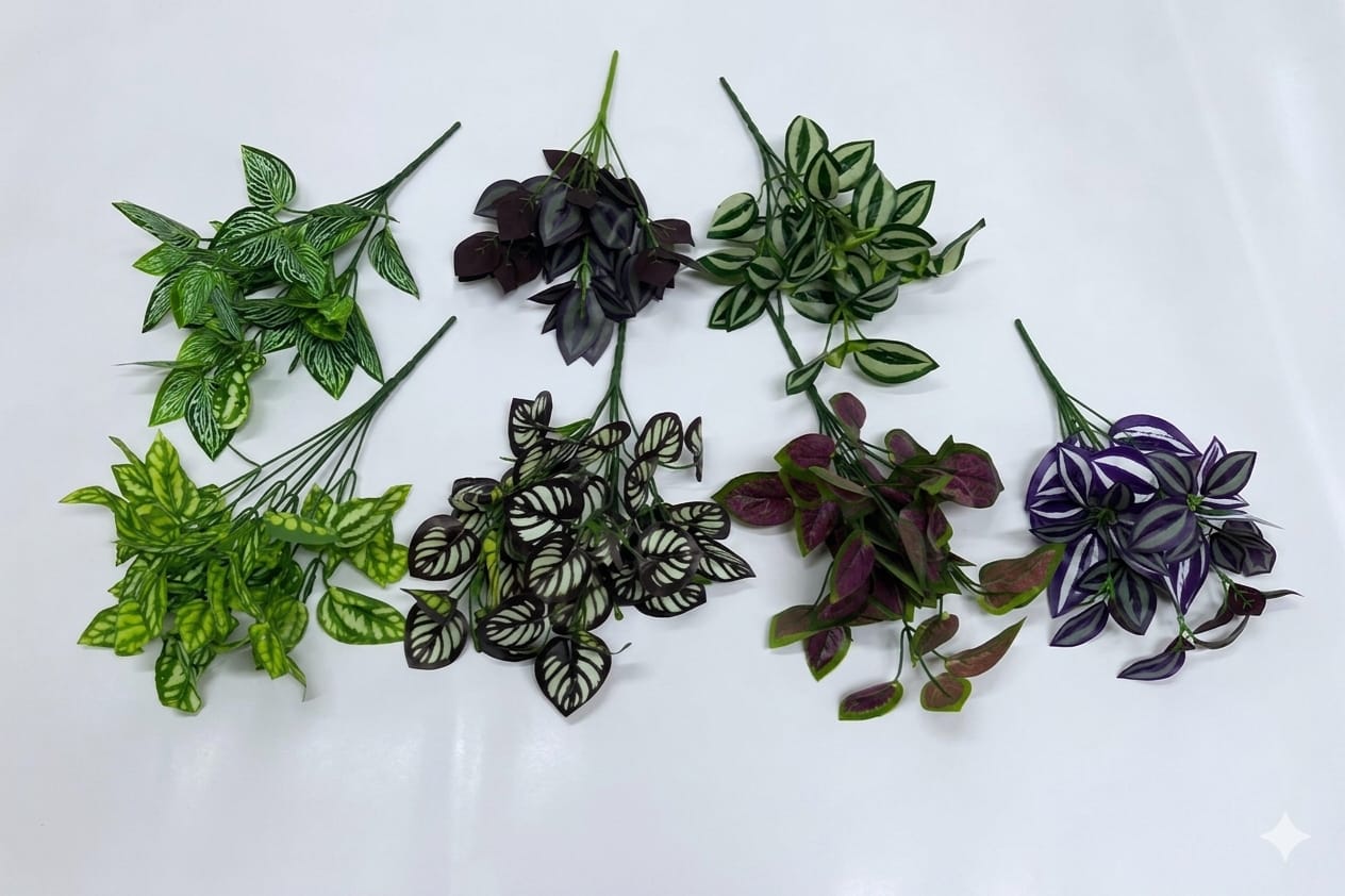 Artificial plants and shrubs for home decor, events, and offices, featuring lush green foliage by Alton Flowers.