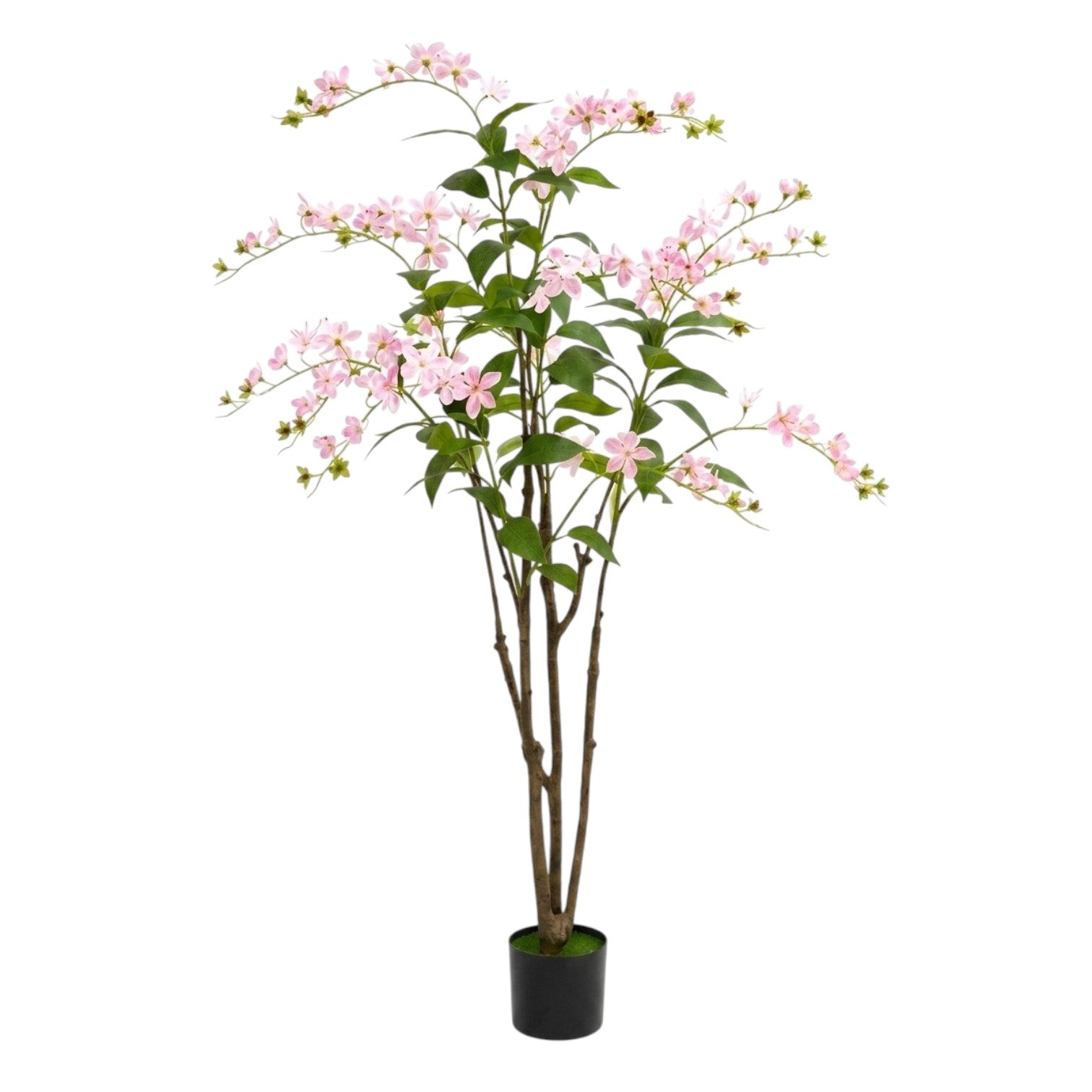 150cm Artificial Jasmin Plant in Blak Pot (Pink Flower)