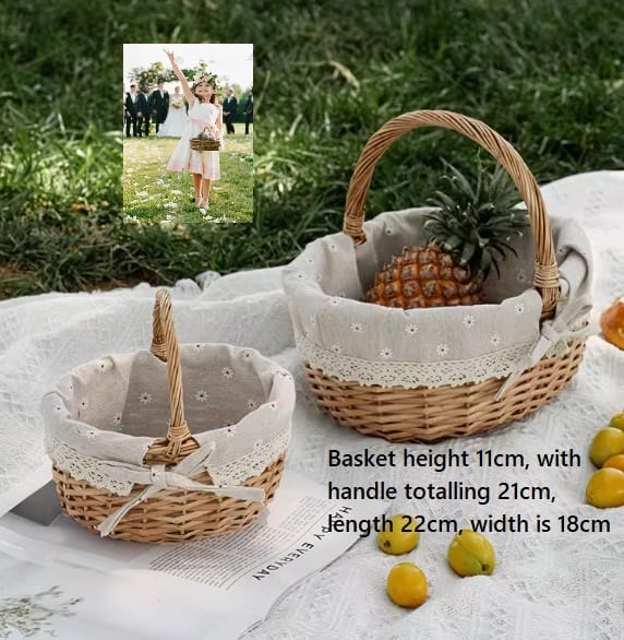 Flower Girl Basket Bridal Portable Handmade Woven Baskets Home Decor for Wedding Party Aacc302-2