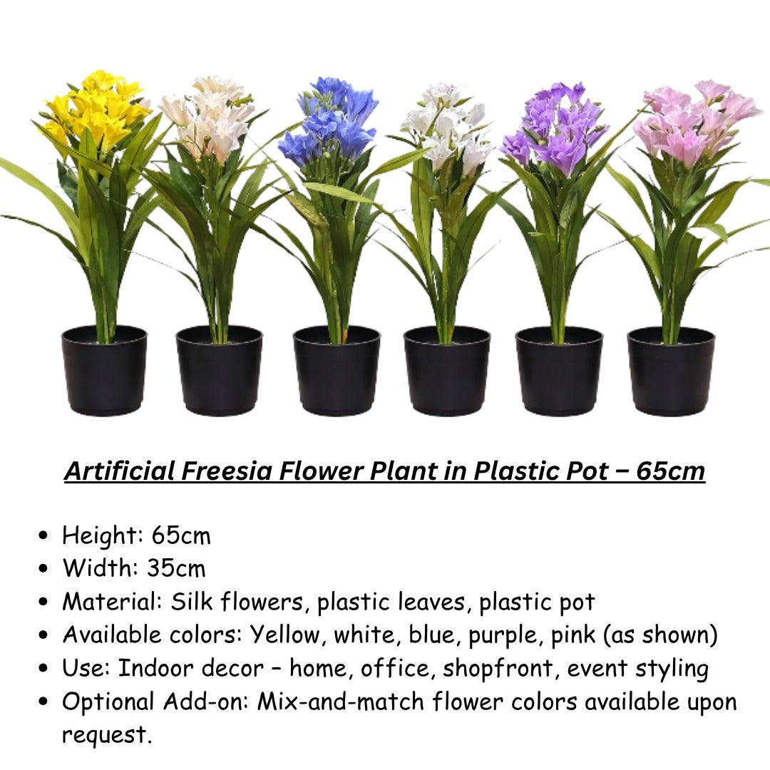 65cm Premium Faux Freesia Plant Arrangement | Office Lobby & Living Room Decor, Plants, events, flower, artificial