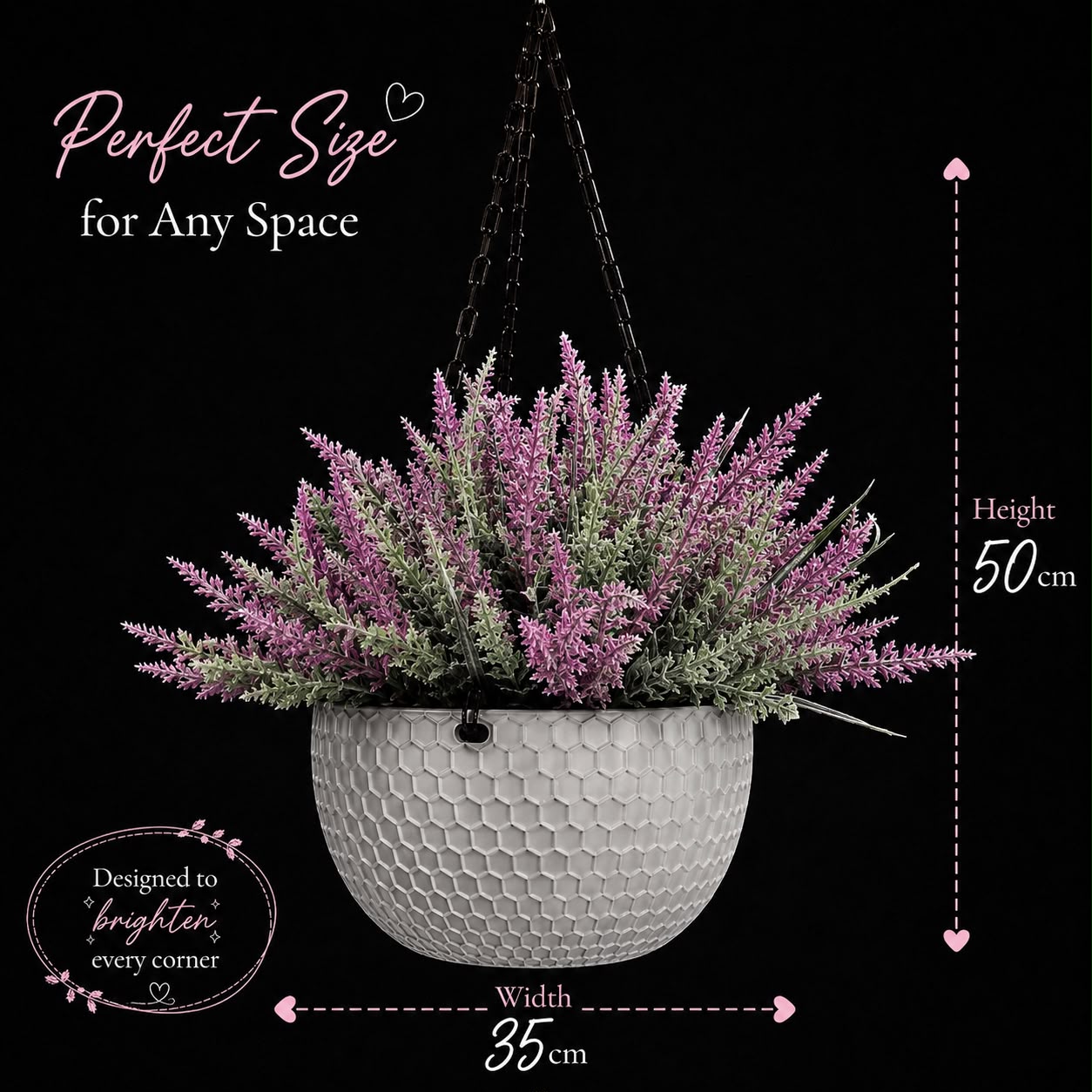 Artificial hanging flower with double-layer pot by Alton Flowers, ideal for home, office decor, or event decoration.