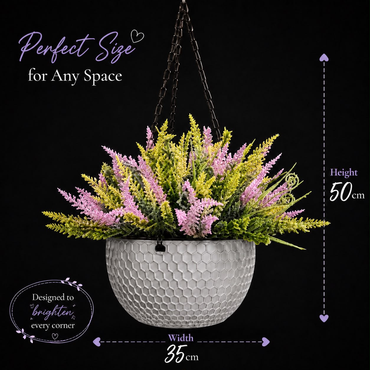 Artificial hanging flower with double layer pot by Alton Flowers, perfect for home, office decor, or events.