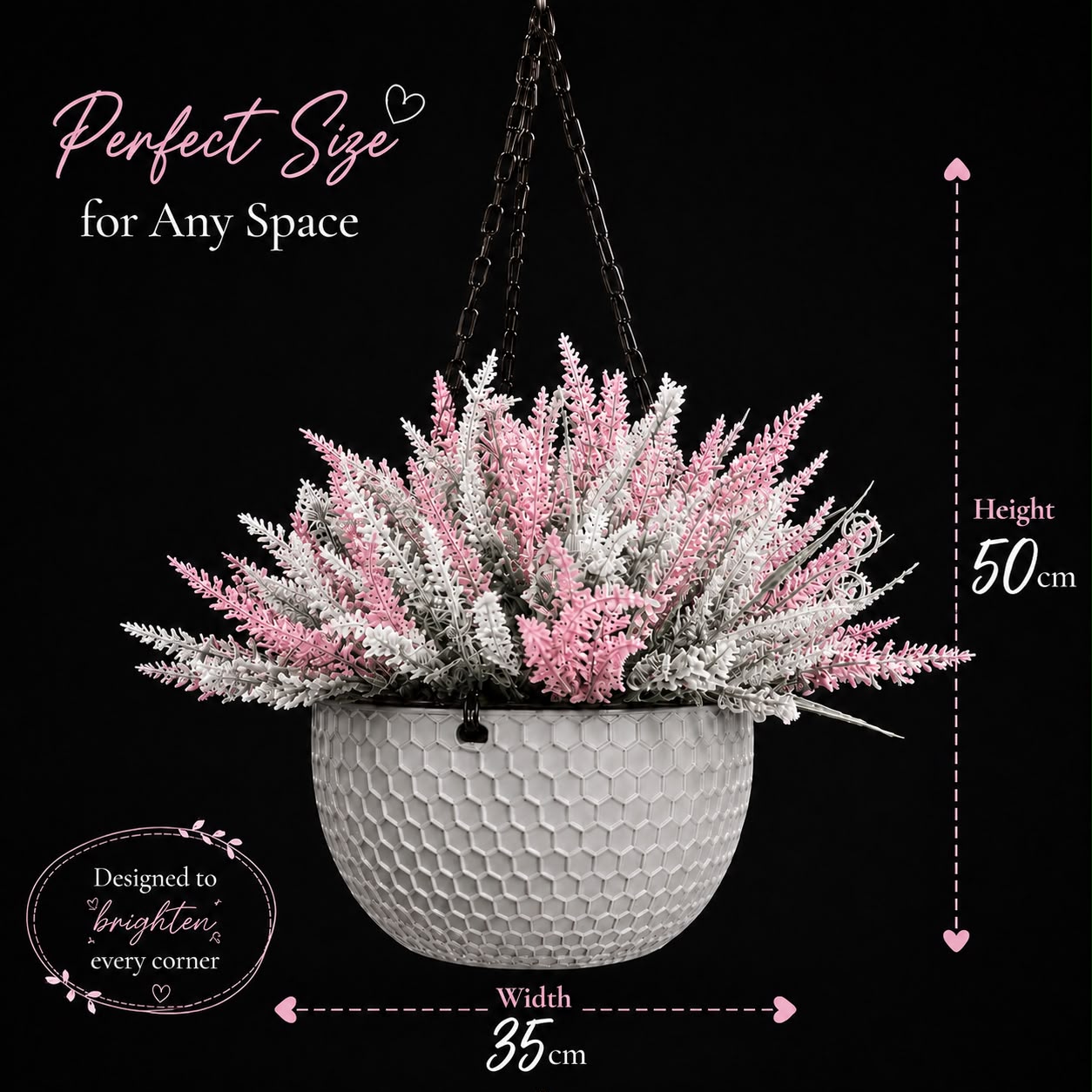 Artificial hanging flower with double layer pot by Alton Flowers, perfect for home office or event decor.