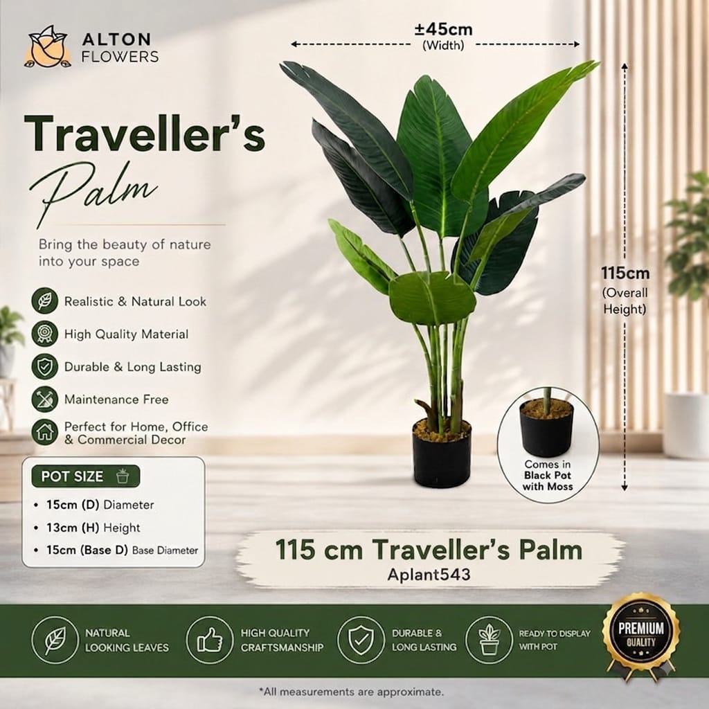 115cm Plant Traveller's  Artificial with Black Pot