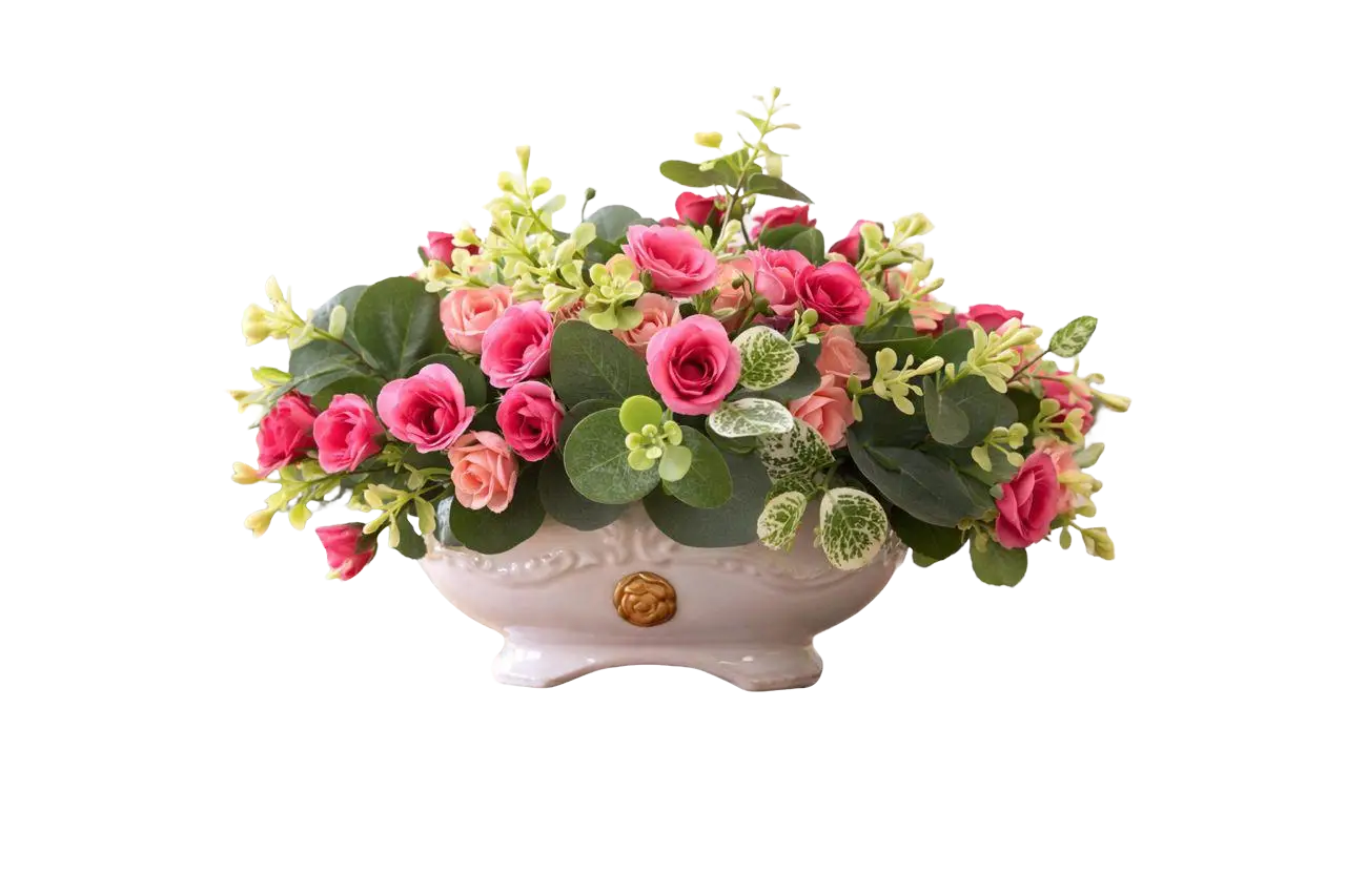 20cm Artificial Flower Arrangement Styled in a Classic Ceramic Vase AAA958