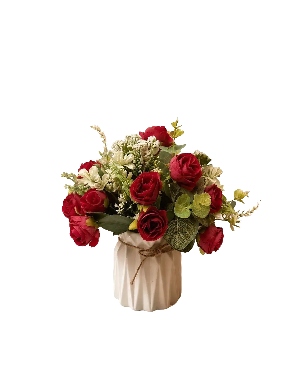 Alton Flowers faux flower arrangement in a ceramic vase, featuring colorful artificial blossoms and green foliage.