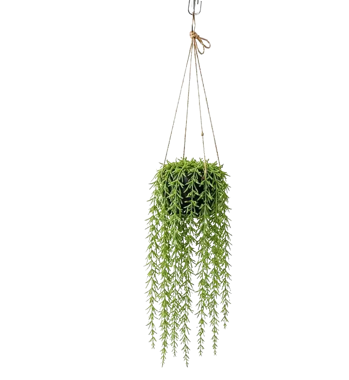 Artificial hanging plant shrub in plastic pot by Alton Flowers, ideal for garden, balcony, or ceiling decor.