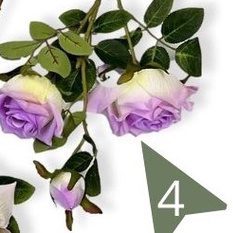Flower Rose stalk x 2 flowers 1 bud Polyester artificial Afaux642