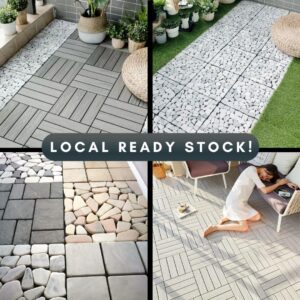 Decking Tiles Artificial Grass Wood Stone 30x30cm Outdoor/Indoor Aacc243
